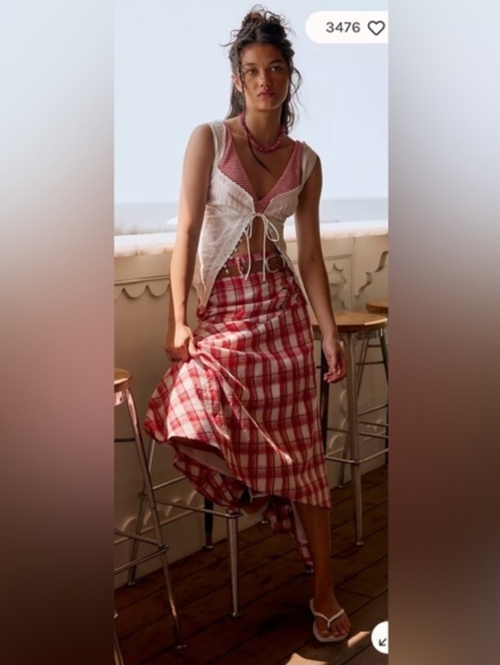 NWT Red Plaid Strapless Crop Top & Maxi Skirt Set – Size Small – $198 Retail - Picture 2 of 5